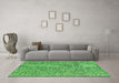 Machine Washable Abstract Green Contemporary Area Rugs in a Living Room,, wshcon2420grn