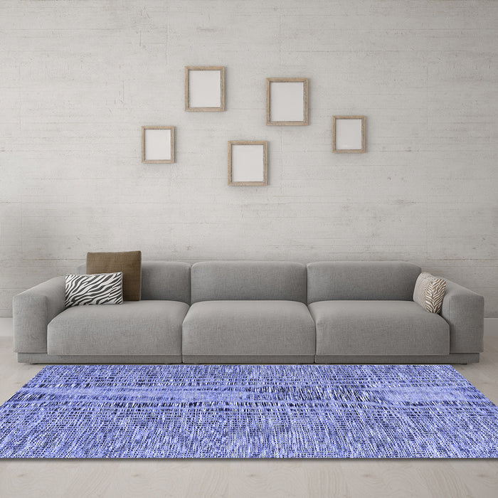 Machine Washable Abstract Blue Contemporary Rug in a Living Room, wshcon2420blu