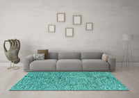 Machine Washable Abstract Turquoise Contemporary Rug, wshcon2420turq