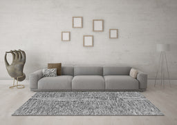 Machine Washable Abstract Gray Contemporary Rug in a Living Room,, wshcon2420gry