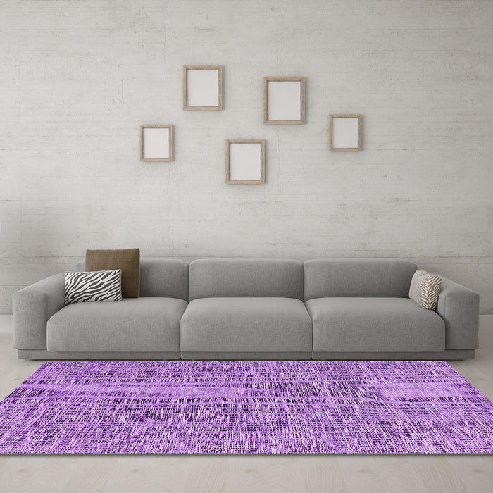 Machine Washable Abstract Purple Contemporary Area Rugs in a Living Room, wshcon2420pur