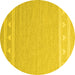 Round Abstract Yellow Contemporary Rug, con2421yw