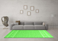 Machine Washable Abstract Green Contemporary Rug, wshcon2421grn