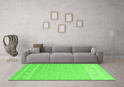 Machine Washable Abstract Green Contemporary Area Rugs in a Living Room,, wshcon2421grn