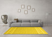 Machine Washable Abstract Yellow Contemporary Rug in a Living Room, wshcon2421yw