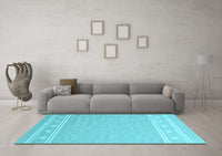 Machine Washable Abstract Light Blue Contemporary Rug, wshcon2421lblu