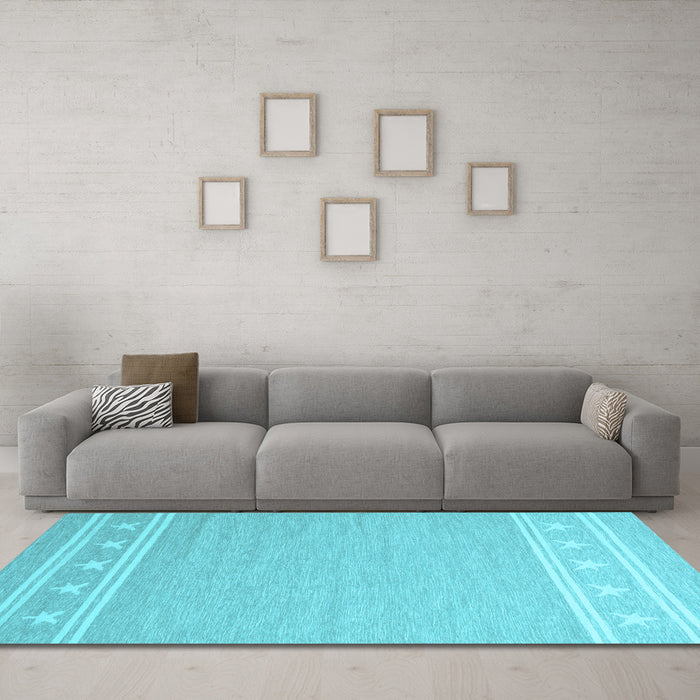 Machine Washable Abstract Light Blue Contemporary Rug in a Living Room, wshcon2421lblu
