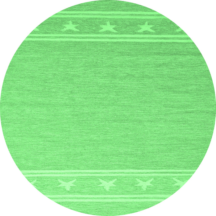 Round Machine Washable Abstract Emerald Green Contemporary Area Rugs, wshcon2421emgrn