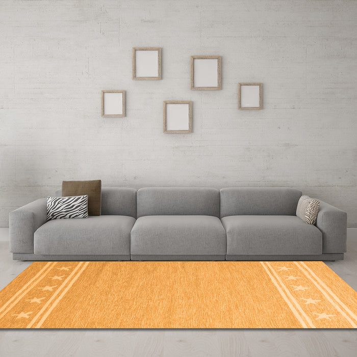 Machine Washable Abstract Orange Contemporary Area Rugs in a Living Room, wshcon2421org