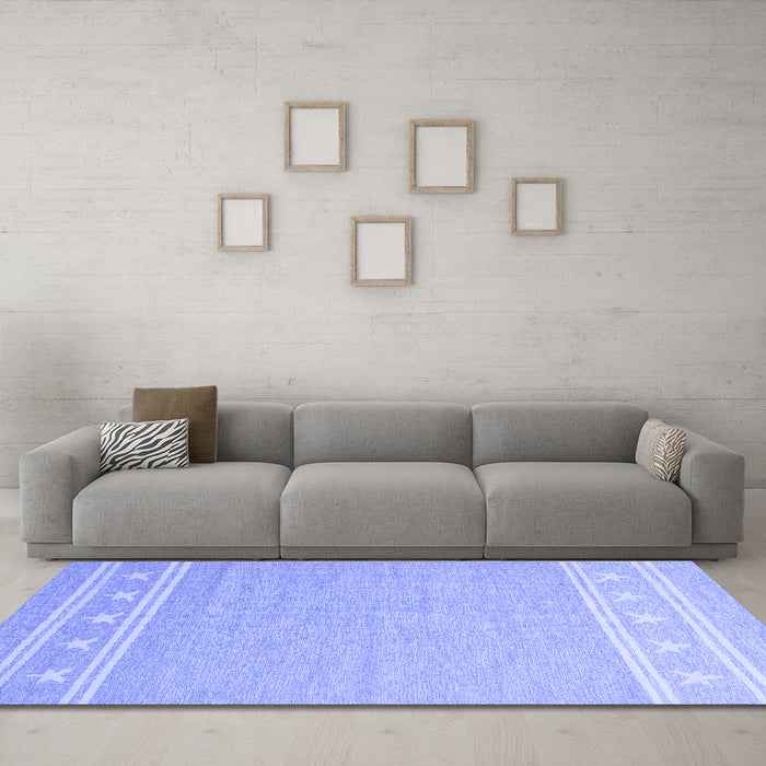 Machine Washable Abstract Blue Contemporary Rug in a Living Room, wshcon2421blu