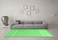 Machine Washable Abstract Emerald Green Contemporary Rug, wshcon2421emgrn