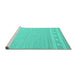 Sideview of Machine Washable Abstract Turquoise Contemporary Area Rugs, wshcon2421turq