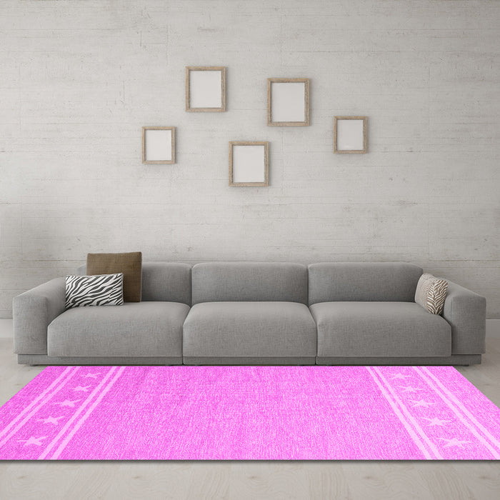 Machine Washable Abstract Pink Contemporary Rug in a Living Room, wshcon2421pnk