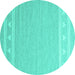 Round Machine Washable Abstract Turquoise Contemporary Area Rugs, wshcon2421turq