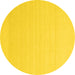 Round Solid Yellow Modern Rug, con2422yw