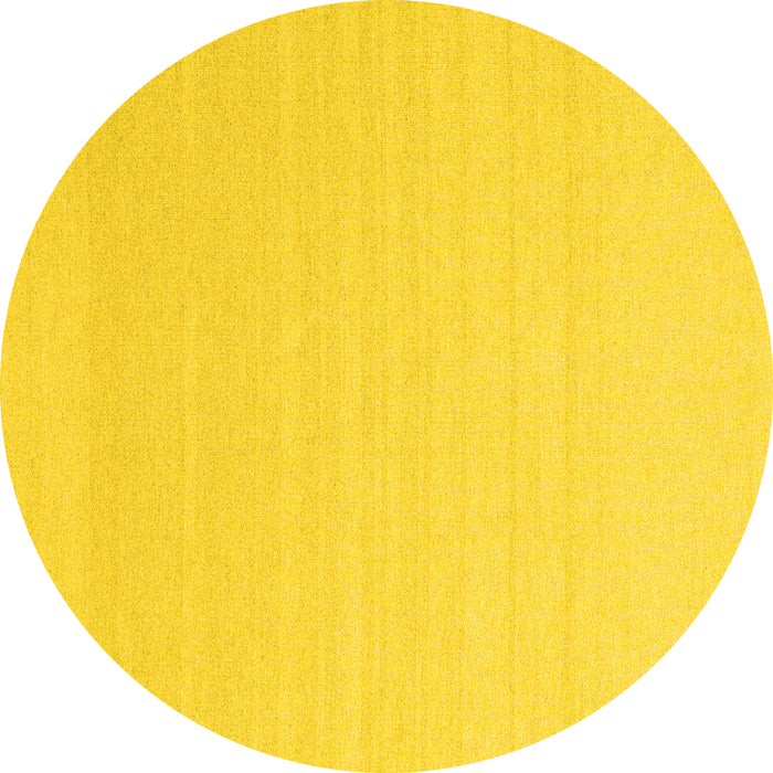 Round Machine Washable Solid Yellow Modern Rug, wshcon2422yw