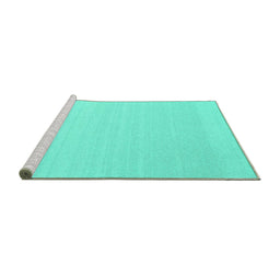 Sideview of Machine Washable Solid Turquoise Modern Area Rugs, wshcon2422turq