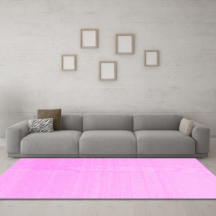 Machine Washable Solid Pink Modern Rug in a Living Room, wshcon2422pnk