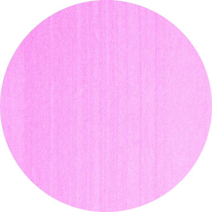 Round Machine Washable Solid Pink Modern Rug, wshcon2422pnk