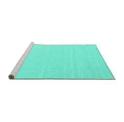 Sideview of Machine Washable Solid Turquoise Modern Area Rugs, wshcon2423turq