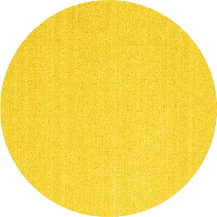 Round Machine Washable Solid Yellow Modern Rug, wshcon2423yw