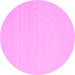 Round Machine Washable Solid Pink Modern Rug, wshcon2423pnk