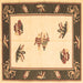 Square Machine Washable Southwestern Brown Country Rug, wshcon2424brn