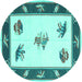 Round Southwestern Turquoise Country Rug, con2424turq