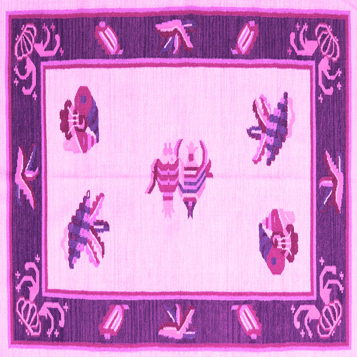 Square Machine Washable Southwestern Pink Country Rug, wshcon2424pnk