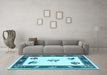 Machine Washable Southwestern Light Blue Country Rug in a Living Room, wshcon2424lblu