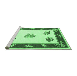 Sideview of Machine Washable Southwestern Emerald Green Country Area Rugs, wshcon2424emgrn