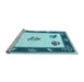 Sideview of Machine Washable Southwestern Light Blue Country Rug, wshcon2424lblu