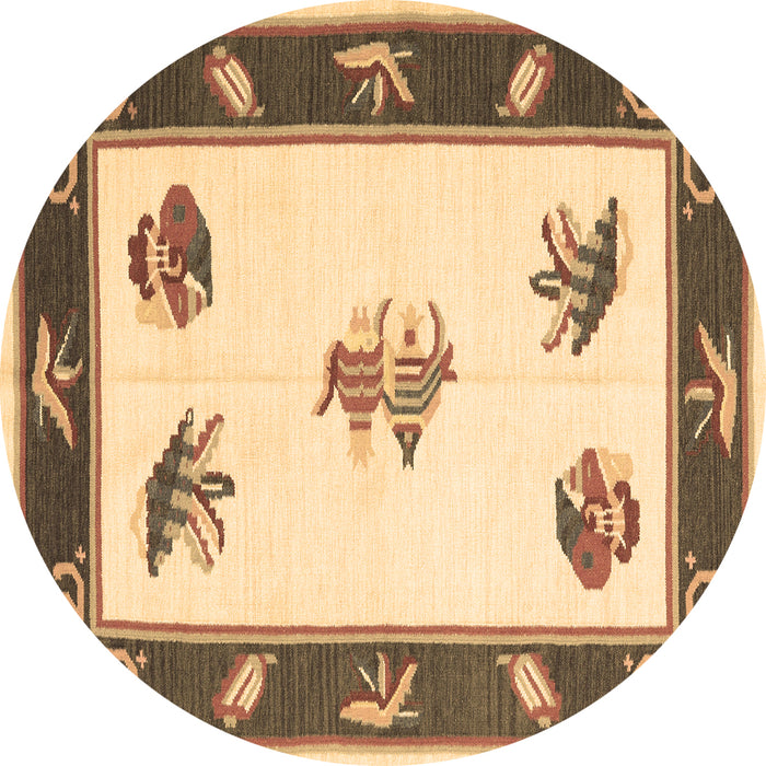Round Southwestern Brown Country Rug, con2424brn