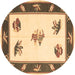 Round Southwestern Brown Country Rug, con2424brn