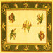 Square Machine Washable Southwestern Yellow Country Rug, wshcon2424yw