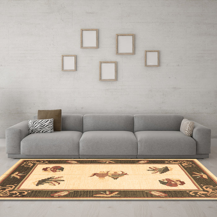 Machine Washable Southwestern Brown Country Rug in a Living Room,, wshcon2424brn