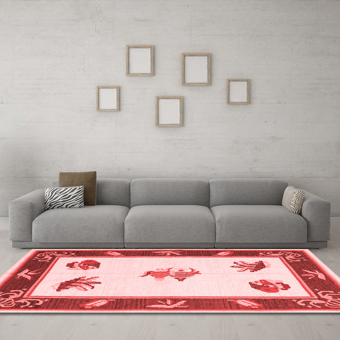 Country Red Washable Rugs
