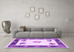 Machine Washable Southwestern Purple Country Area Rugs in a Living Room, wshcon2424pur