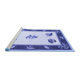 Sideview of Machine Washable Southwestern Blue Country Rug, wshcon2424blu