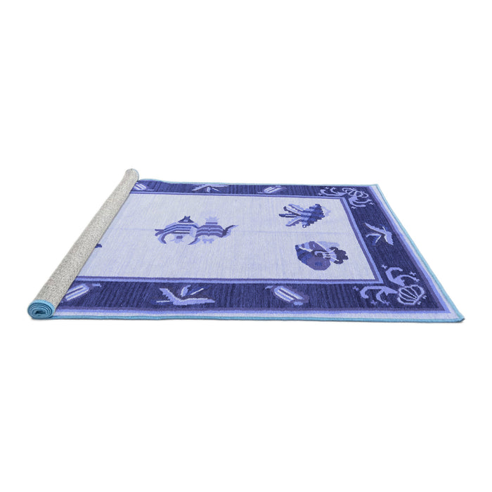 Sideview of Machine Washable Southwestern Blue Country Rug, wshcon2424blu