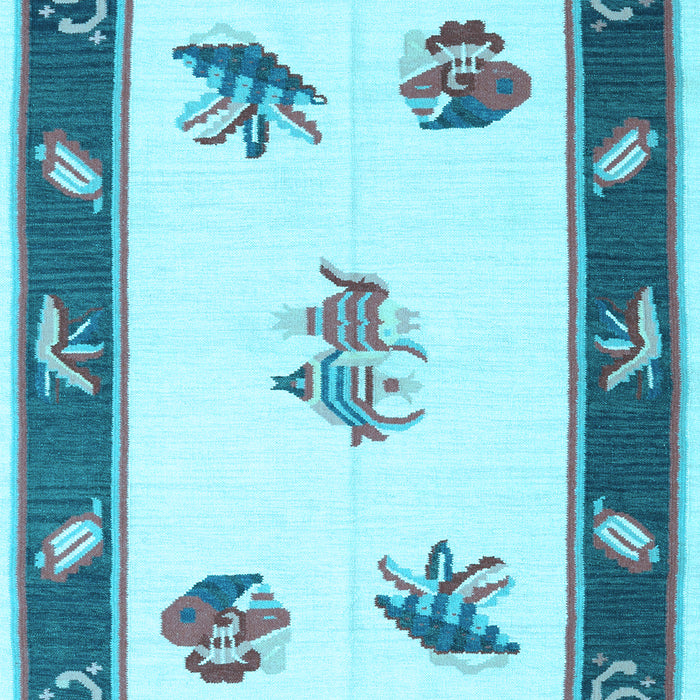 Southwestern Light Blue Country Rug, con2424lblu