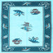 Square Southwestern Light Blue Country Rug, con2424lblu