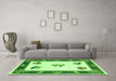 Machine Washable Southwestern Green Country Area Rugs in a Living Room,, wshcon2424grn