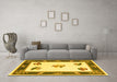 Machine Washable Southwestern Yellow Country Rug in a Living Room, wshcon2424yw