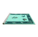 Sideview of Machine Washable Southwestern Turquoise Country Area Rugs, wshcon2424turq