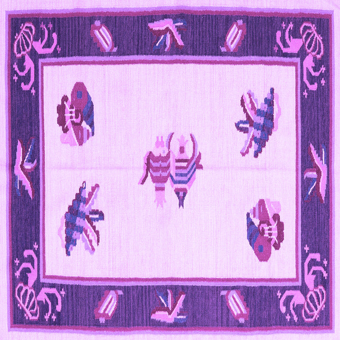 Square Machine Washable Southwestern Purple Country Area Rugs, wshcon2424pur
