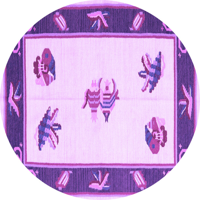 Round Southwestern Purple Country Rug, con2424pur