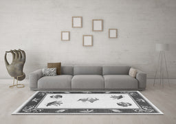 Machine Washable Southwestern Gray Country Rug in a Living Room,, wshcon2424gry