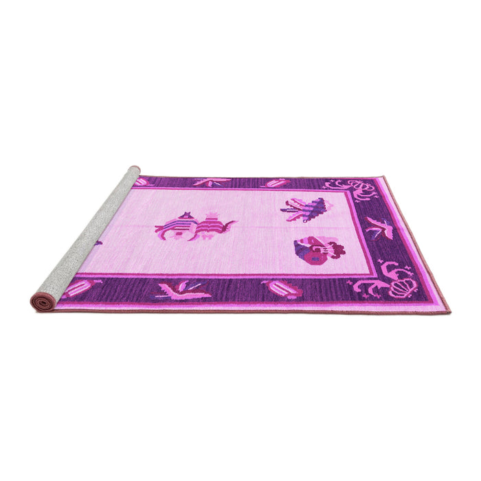 Sideview of Machine Washable Southwestern Pink Country Rug, wshcon2424pnk