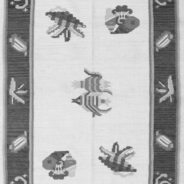 Serging Thickness of Machine Washable Southwestern Gray Country Rug, wshcon2424gry